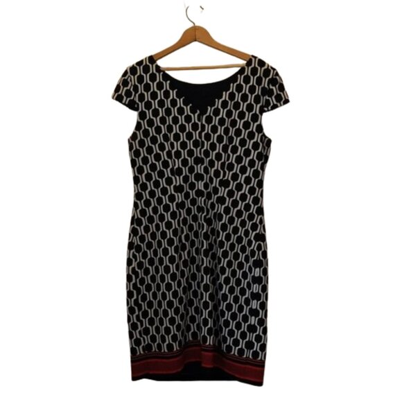 CB Established Women's Size 15 Geometric Print One Piece Lined Career Wear Dress - Picture 6 of 16